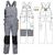 Полукомбинезон рабочий летний тёмно-серый 51-2-P154-57 из смесовой ткани с наколенниками и 12 карманами
