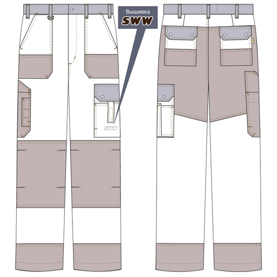 Брюки рабочие мужские 250K-P154-6/90 SWW купить оптом и в розницу в интернет-магазине tis-tex.ru — 8
